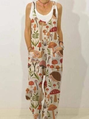 Streetwear Regular Fit Floral V Neck Sleeveless Jumpsuit - Image 10