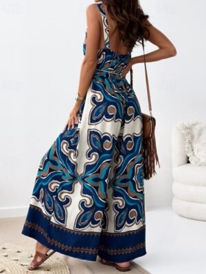 Streetwear Regular Fit Floral V Neck Sleeveless Jumpsuit - Image 11