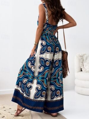 Streetwear Regular Fit Floral V Neck Sleeveless Jumpsuit - Image 12