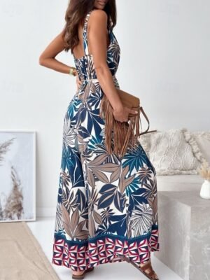 Streetwear Regular Fit Floral V Neck Sleeveless Jumpsuit - Image 17