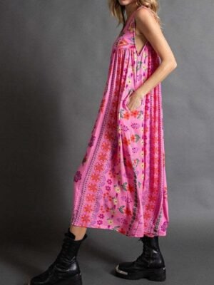 Streetwear Regular Fit Floral V Neck Sleeveless Jumpsuit - Image 4