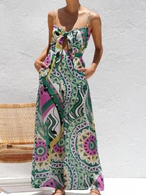 Streetwear Regular Fit Floral V Neck Sleeveless Jumpsuit - Image 6