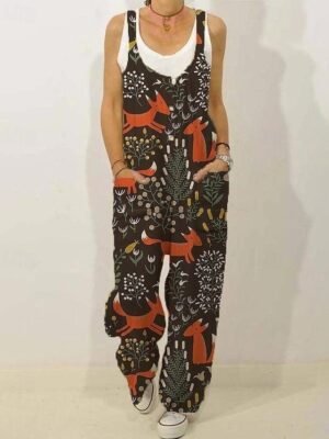 Streetwear Regular Fit Floral V Neck Sleeveless Jumpsuit - Image 7