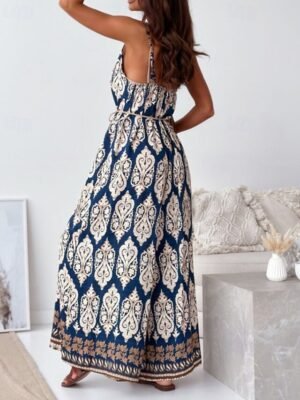 Streetwear Regular Fit Floral V Neck Sleeveless Jumpsuit - Image 7