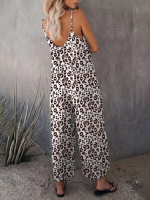 Streetwear Regular Fit Leopard V Neck Sleeveless Jumpsuit - Image 10