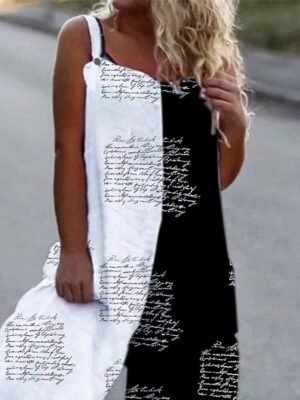 Streetwear Regular Fit Letter Print Square Neck Sleeveless Summer Overall - Image 2