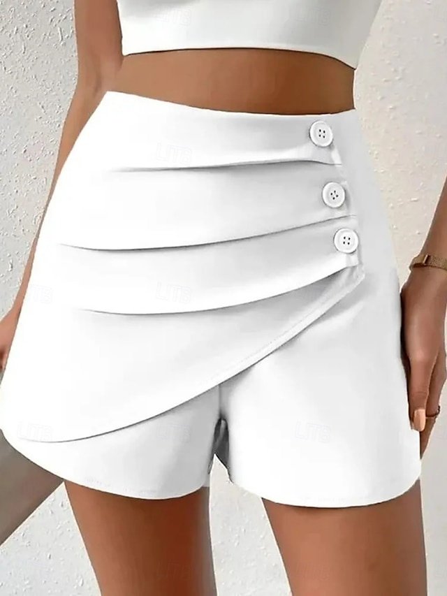 Streetwear Regular Fit Plain High Waist Micro-elastic Chino Shorts - Image 1