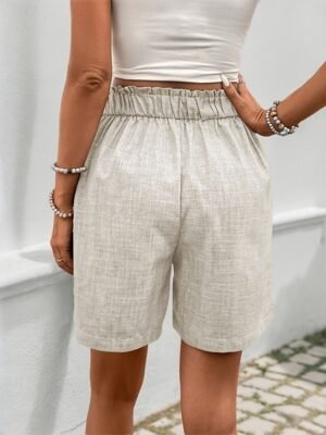 Streetwear Regular Fit Plain High Waist Pocket Shorts - Image 2