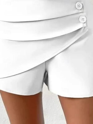 Streetwear Regular Fit Plain High Waist Micro-elastic Chino Shorts - Image 3