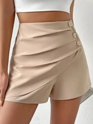 Streetwear Regular Fit Plain High Waist Micro-elastic Chino Shorts - Image 5