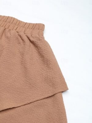 Streetwear Regular Fit Plain Ruffle High Waist Short Chinos - Image 7