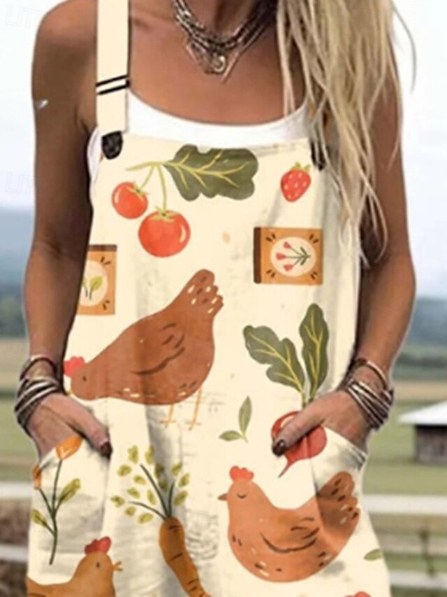 Streetwear Regular Fit Print U Neck Short Sleeve Wide Leg Jumpsuit - Image 2