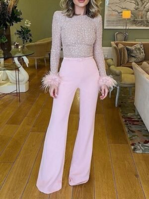 Streetwear Regular Fit Solid Colour Crew Neck Long Sleeve Jumpsuit - Image 3