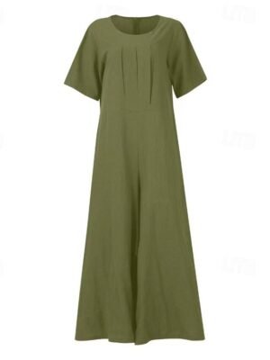 Streetwear Regular Fit Solid Colour Square Neck Short Sleeve Jumpsuit - Image 11