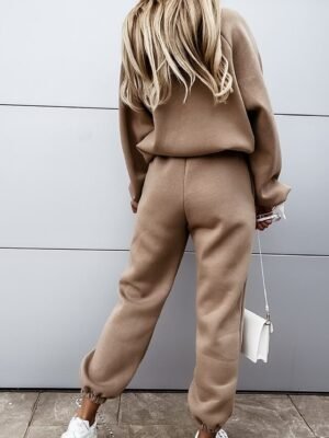 Streetwear Regular Fit Solid Hooded Long Sleeve Tracksuit Set - Image 13