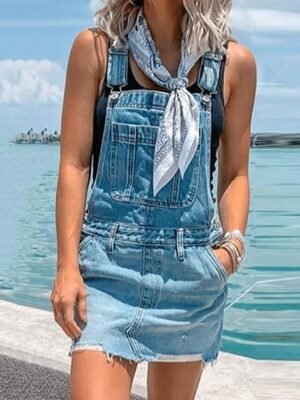 Streetwear Regular Fit Solid Sleeveless Square Neck Jumpsuit - Image 2