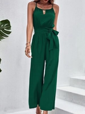 Streetwear Regular Fit Solid U Neck Sleeveless Jumpsuit - Image 1