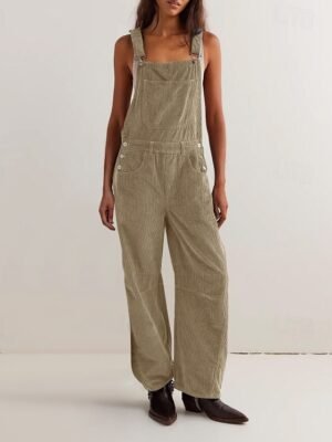 Streetwear Regular Fit Solid U Neck Sleeveless Jumpsuit - Image 1