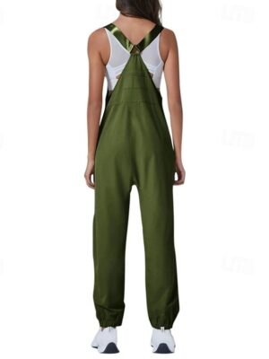 Streetwear Regular Fit Solid U Neck Sleeveless Dungarees Jumpsuit - Image 10