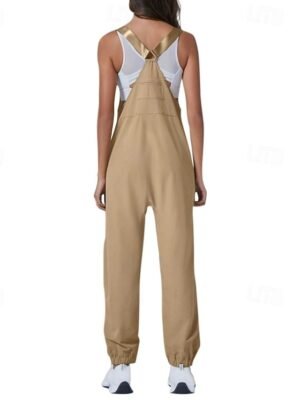 Streetwear Regular Fit Solid U Neck Sleeveless Dungarees Jumpsuit - Image 12
