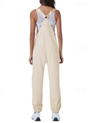 Streetwear Regular Fit Solid U Neck Sleeveless Dungarees Jumpsuit - Image 14