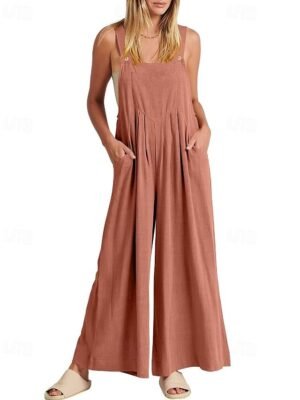 Streetwear Regular Fit Solid U Neck Sleeveless Long Jumpsuit - Image 14