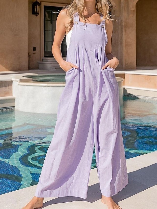 Streetwear Regular Fit Solid U Neck Sleeveless Overall - Image 2