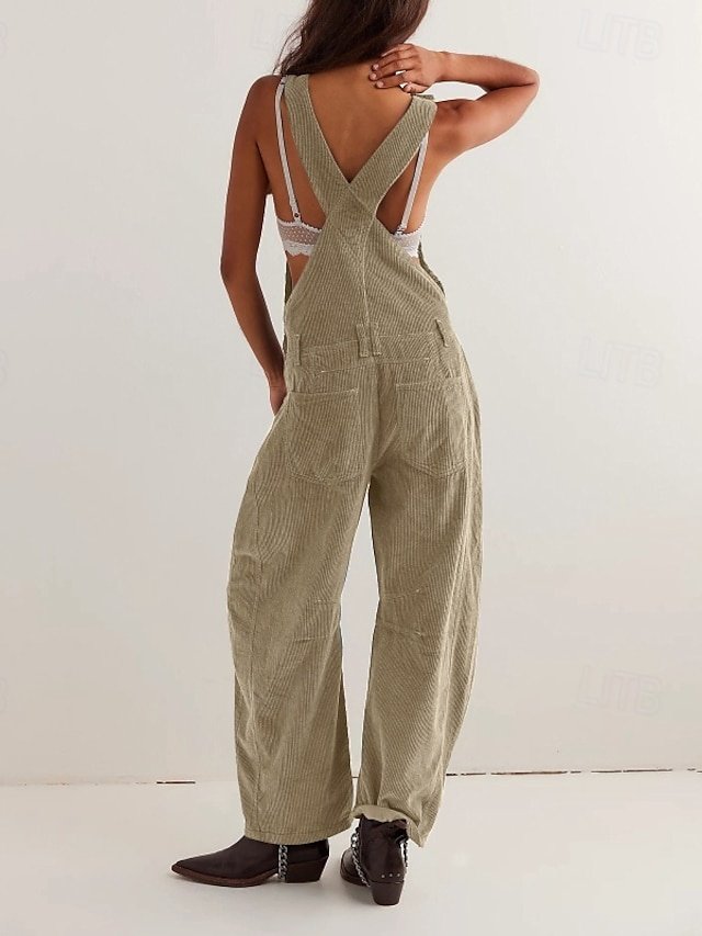 Streetwear Regular Fit Solid U Neck Sleeveless Jumpsuit - Image 2