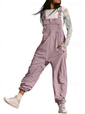 Streetwear Regular Fit Solid U Neck Sleeveless Dungarees Jumpsuit - Image 3