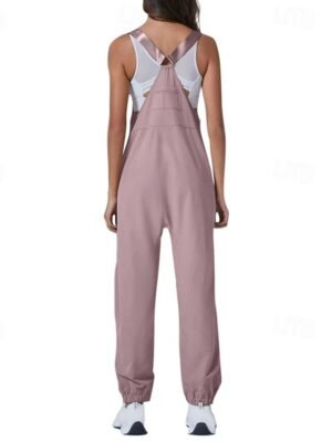 Streetwear Regular Fit Solid U Neck Sleeveless Dungarees Jumpsuit - Image 4