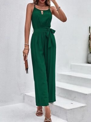 Streetwear Regular Fit Solid U Neck Sleeveless Jumpsuit - Image 4