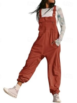 Streetwear Regular Fit Solid U Neck Sleeveless Dungarees Jumpsuit - Image 5