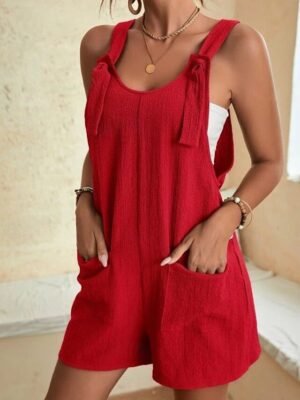Streetwear Regular Fit Solid U Neck Sleeveless Summer Romper - Image 5