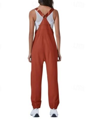 Streetwear Regular Fit Solid U Neck Sleeveless Dungarees Jumpsuit - Image 6