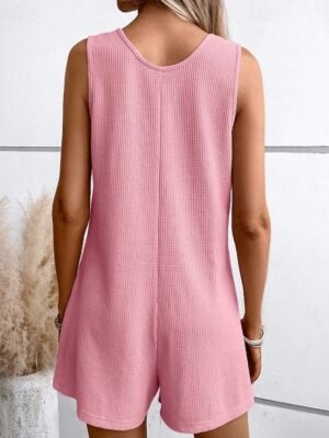 Streetwear Regular Fit Solid U Neck Sleeveless Short Romper - Image 7