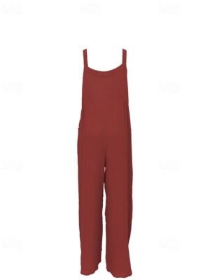 Streetwear Regular Fit Solid U Neck Sleeveless Pocket Jumpsuit - Image 7