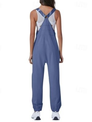 Streetwear Regular Fit Solid U Neck Sleeveless Dungarees Jumpsuit - Image 8