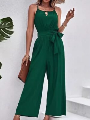 Streetwear Regular Fit Solid U Neck Sleeveless Jumpsuit - Image 8