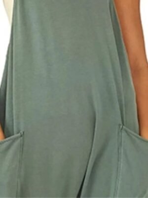 Streetwear Regular Fit Solid V Neck Sleeveless Overall - Image 7