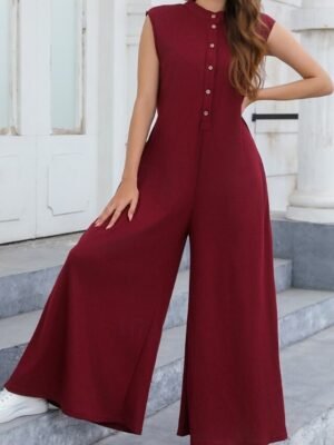 Streetwear Regular Fit Solid V Neck Sleeveless Summer Jumpsuit - Image 8