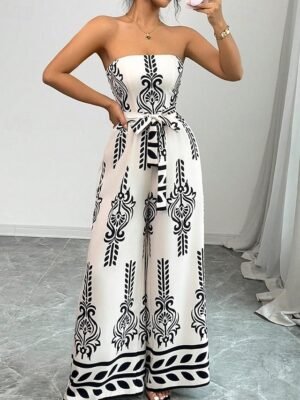 Streetwear Regular Floral Strapless Sleeveless Jumpsuit - Image 1