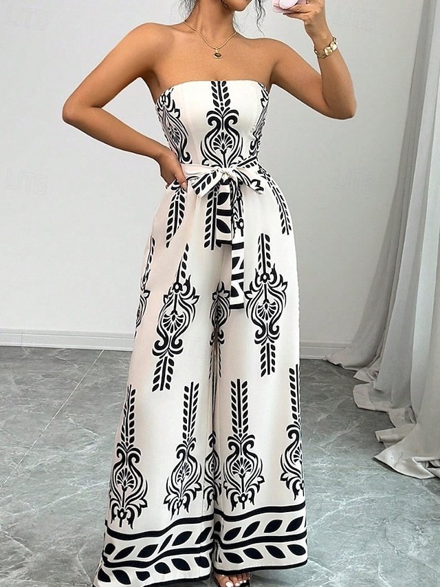 Streetwear Regular Floral Strapless Sleeveless Jumpsuit - Image 1