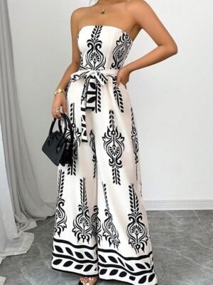 Streetwear Regular Floral Strapless Sleeveless Jumpsuit - Image 2