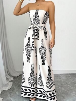 Streetwear Regular Floral Strapless Sleeveless Jumpsuit - Image 3