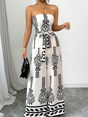 Streetwear Regular Floral Strapless Sleeveless Jumpsuit - Image 4