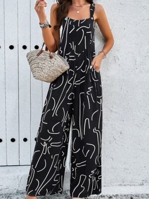 Streetwear Regular Floral U Neck Sleeveless Jumpsuit - Image 7