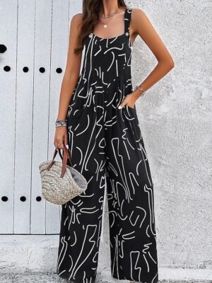Streetwear Regular Floral U Neck Sleeveless Jumpsuit - Image 8