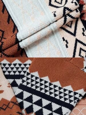 Streetwear Regular Geometric Crew Neck Long Sleeve Knit Top - Image 3