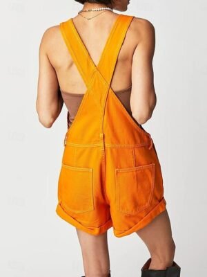Streetwear Regular Solid Sleeveless Square Neck Jumpsuit - Image 2