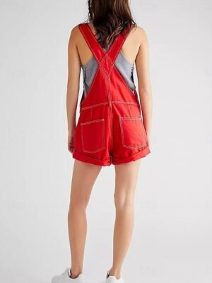 Streetwear Regular Solid Sleeveless Square Neck Jumpsuit - Image 5